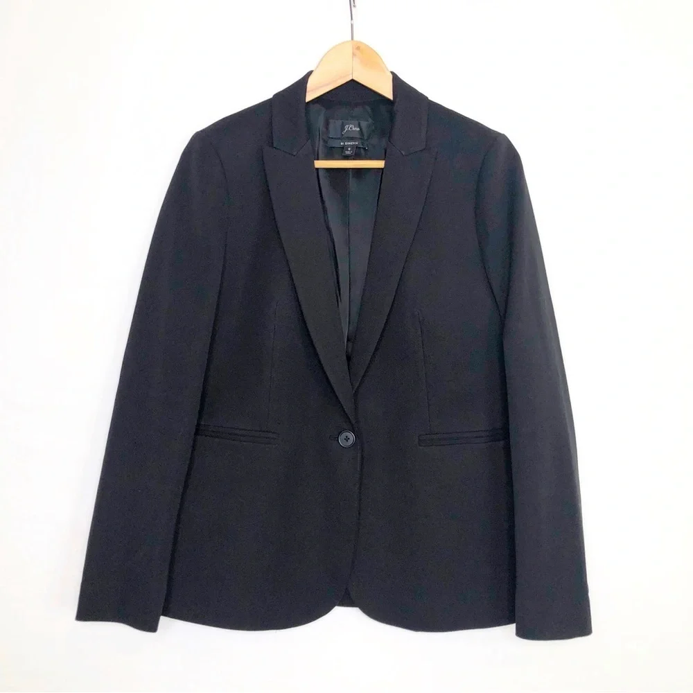 J.Crew BI Stretch black, one button closure blazer